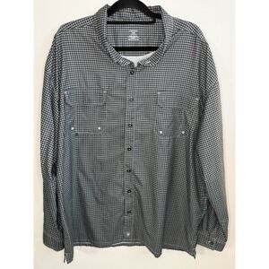 Heybo Performance Button Down Shirt Men's‎ 3XL Black Plaid Lightweight Outdoor